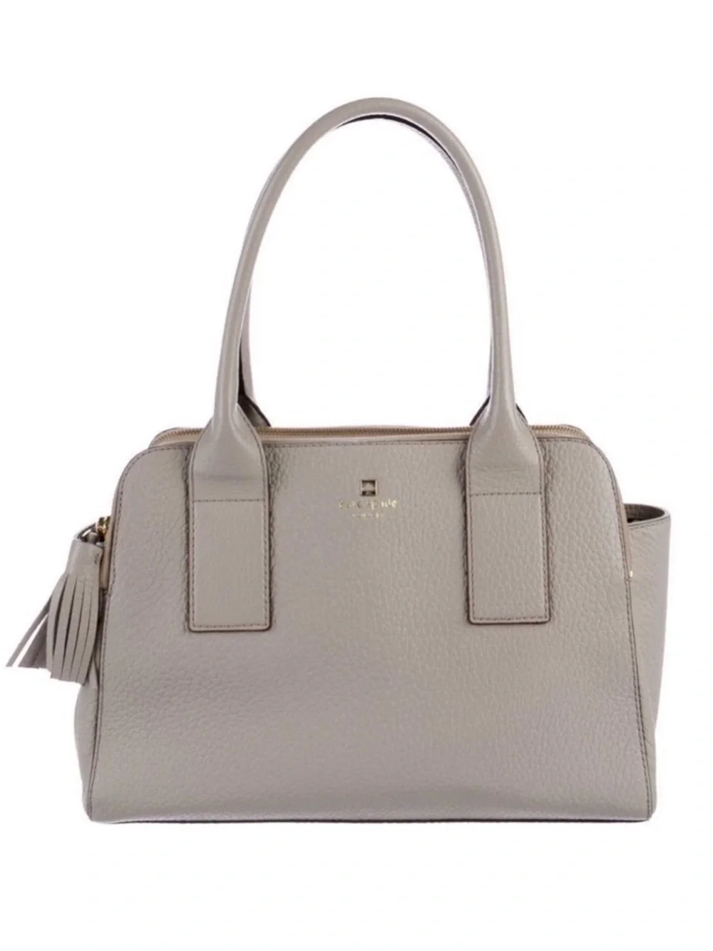 Kate Spade Southport Avenue Lydia Satchel Pebbled Leather Handbag Purse Gray